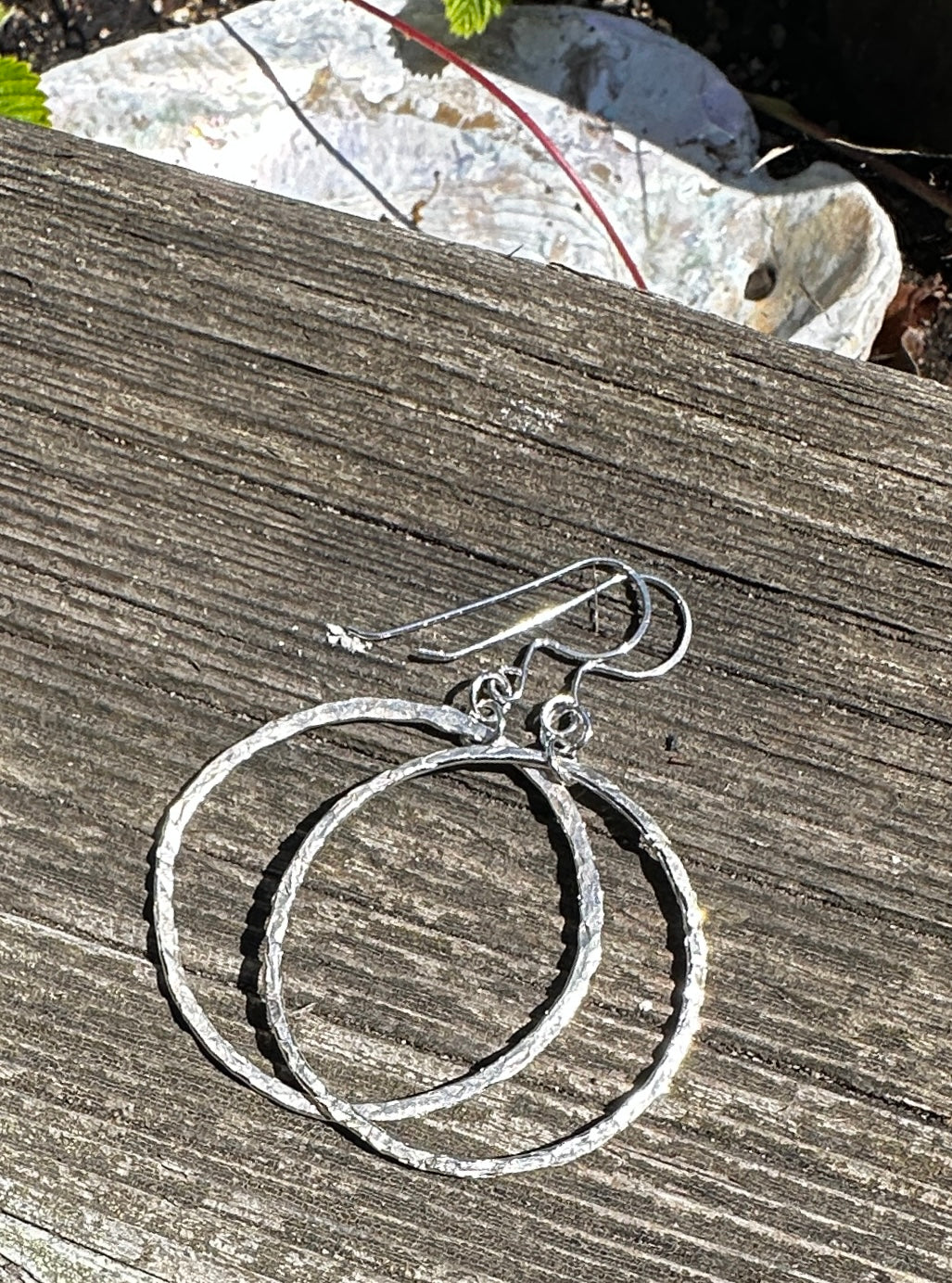 Textured Silver Hoop Earrings-Medium