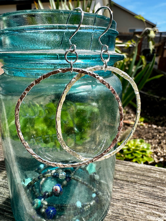 Textured Silver Hoop Earrings-lg