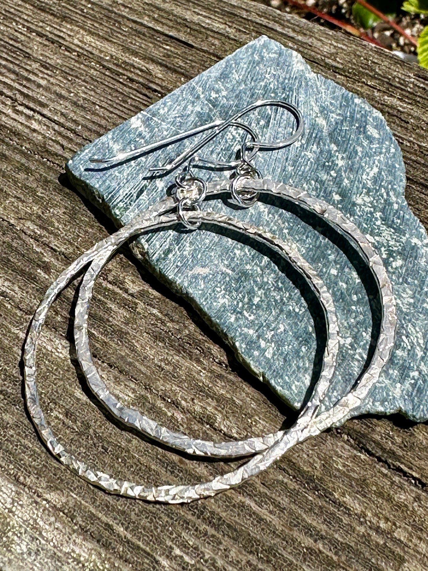 Textured Silver Hoop Earrings-lg