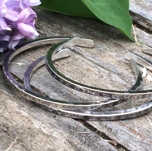 Stamped Silver Square Wire Cuffs All Handmade Mothers On The Mountain Jewelry