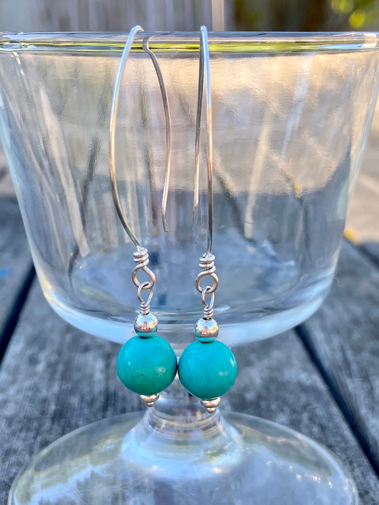 Drop of Turquoise bead on Almond Ear-wire Earrings