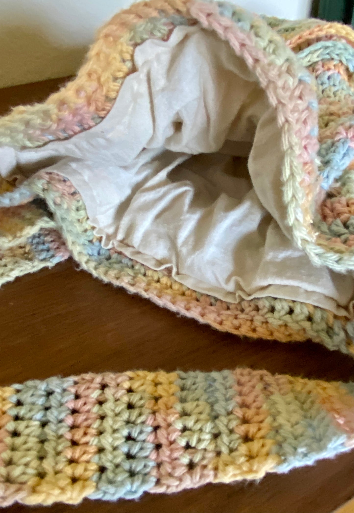 Crochet Sling Bag ~Pastel Color Cotton W/cotton liner -All Handmade