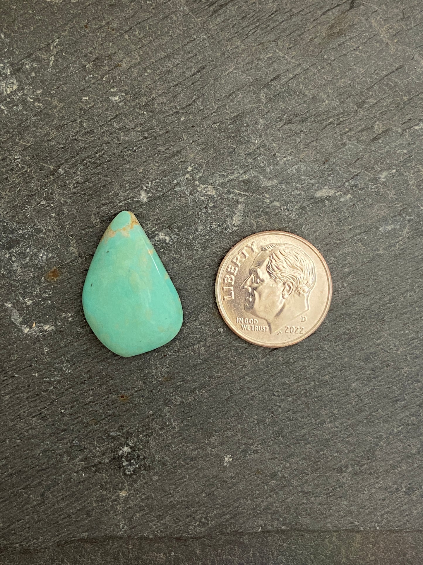 Small Offset Teardrop of Kingman Turquoise Cabochon