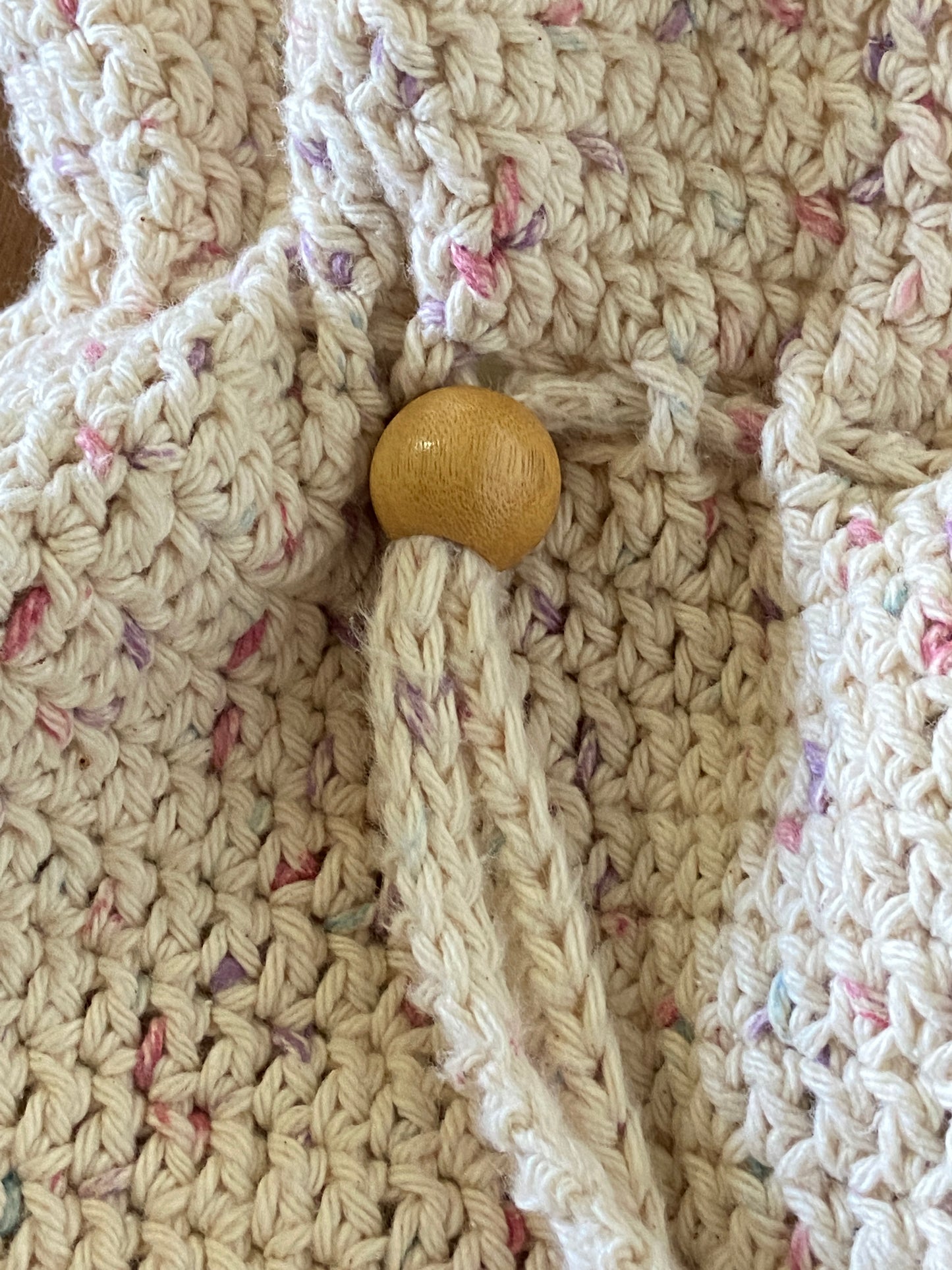 Cotton Crochet Sling Bag~ Mixed Ecru~ W/cotton liner -All Handmade