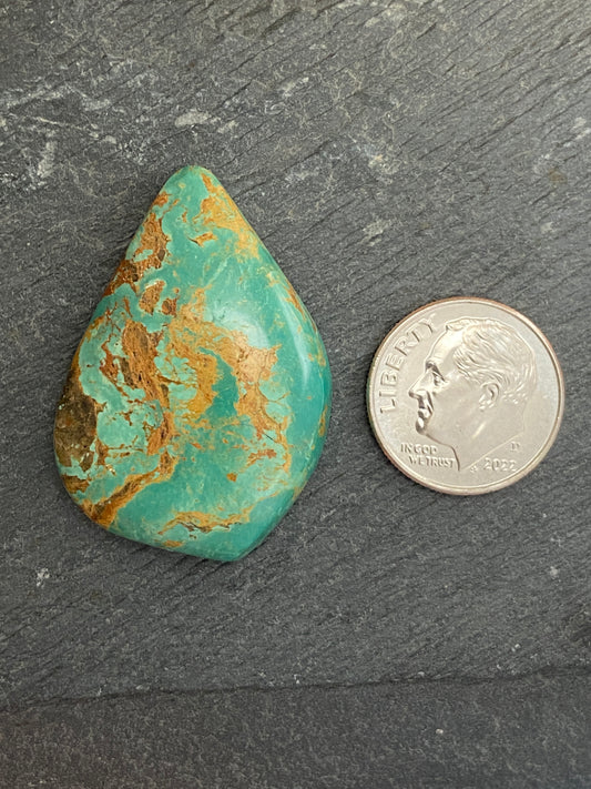 Large Offset Teardrop Tyrone Turquoise Cabochon