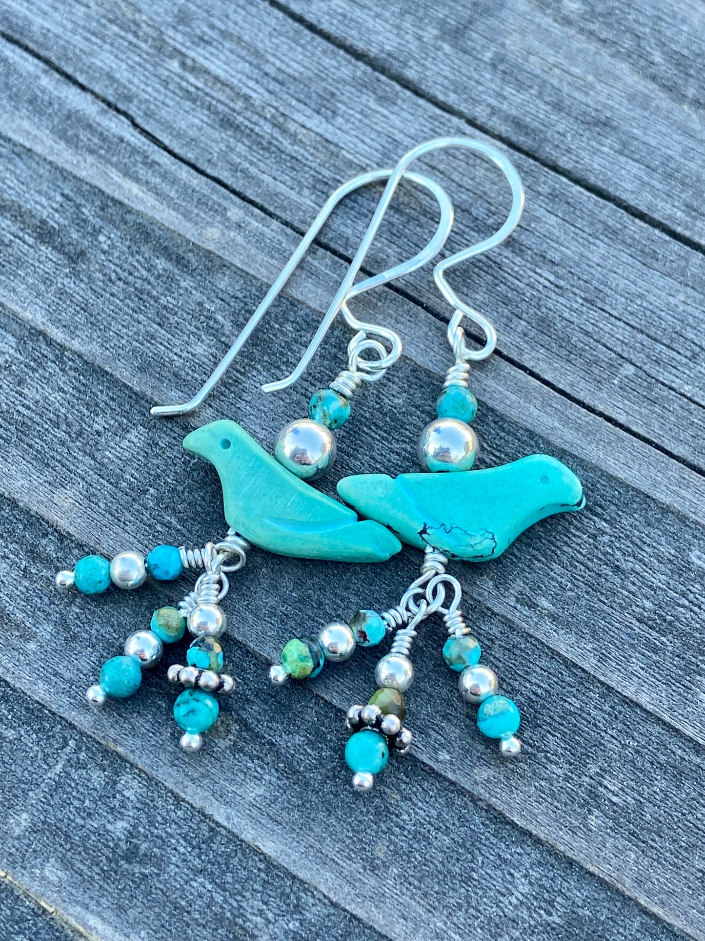 Turquoise Fetish Animal Silver Chain Necklace & Earring Set
